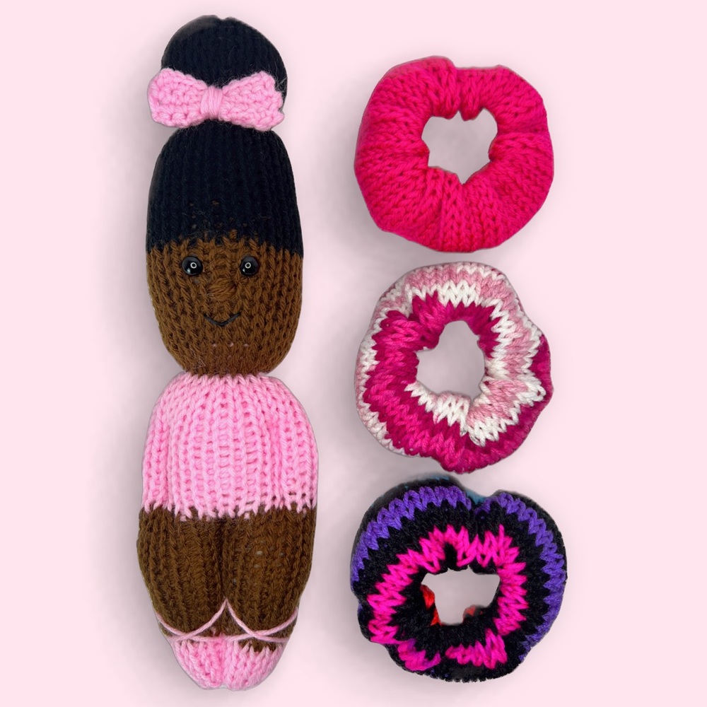 Handmade Knit Ballerina Doll with Interchangeable Tu Tu’s Handcrafted Plushie - Picture 9 of 9
